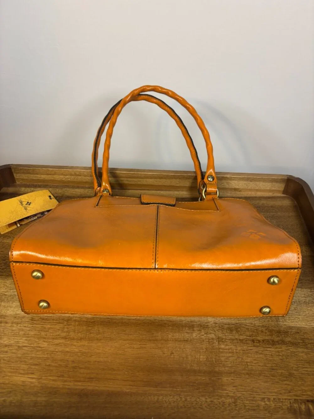 Patricia Nash Rosina Floral Cutouts Sun Yellow Leather Satchel New